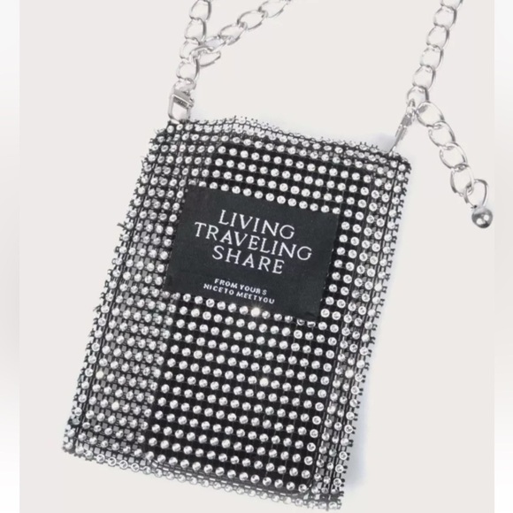 Sparkly Rhinestone Mobile Phone Mini Crossbody Bag/Pouch, silver - Picture 12 of 12